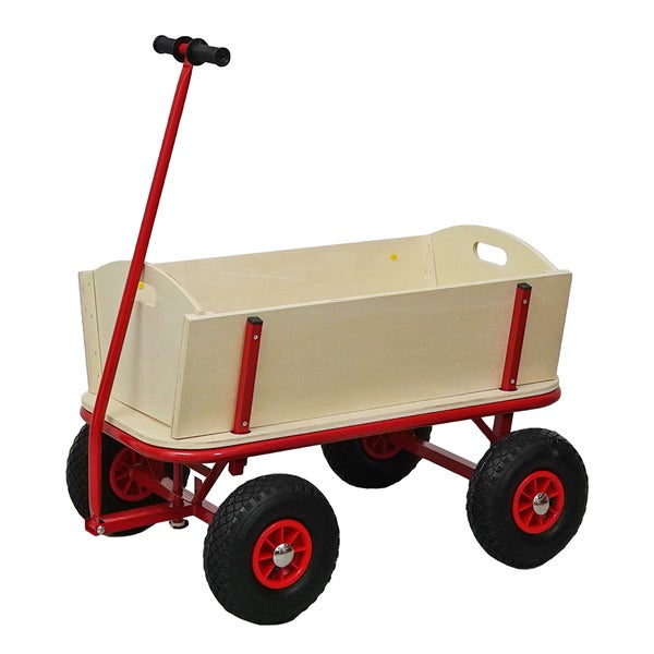 PROREGAL Profi Bollerwagen BOLLY HxBxT 97x90x60cm Traglast 150kg Luftbereifung Rot Handwagen
