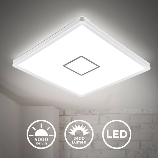 Deckenleuchte Ø29,3 cm - 18W, 2400lm, LED, neutralweiß, quadratisch, silberfarbig