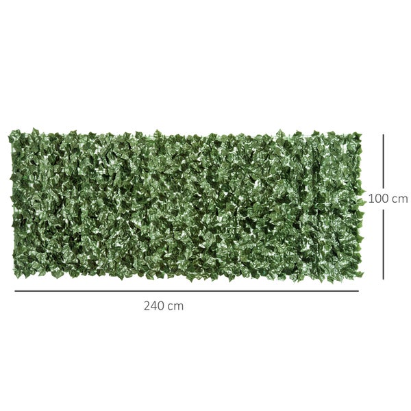Outsunny Künstliche Hecke, 240 x 100 cm, Gewebe, PE, Dunkelgrün