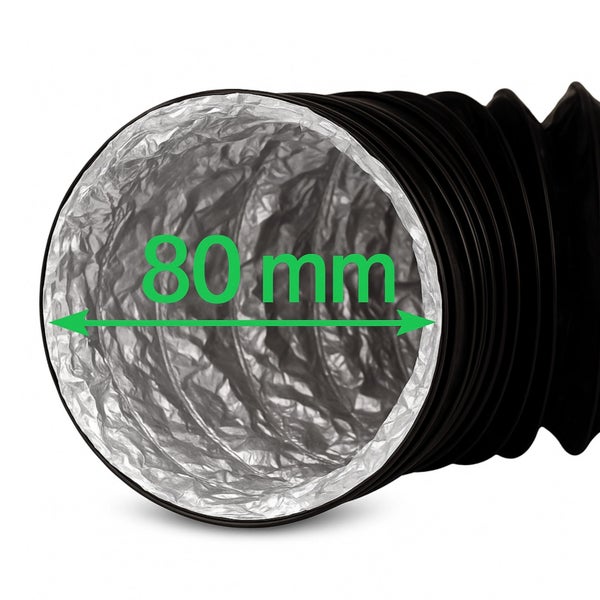 Combiflexrohr 80mm – 1 Meter flexibler Abluftschlauch für Klimageräte, Growboxen & mehr – Robuste Aluminium-Innenbeschichtung, Feuerfest & Extra Stabil