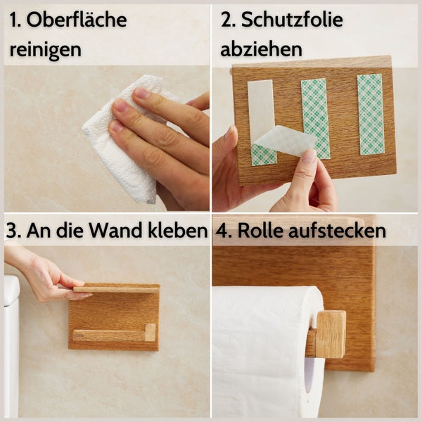 DEKAZIA® Klopapierhalter mit Ablage Mango | Toilettenpapierhalter Holz Klopapierhalter Holz Klorollenhalter Holz Klopapierhalter Bambus WC Rollenhalter Holz WC Papier Halterung Holz ohne Bohren Wand