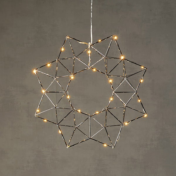 Sternförmiger LED-Dekorationskranz mit geometrischem Design zur Aufhängung