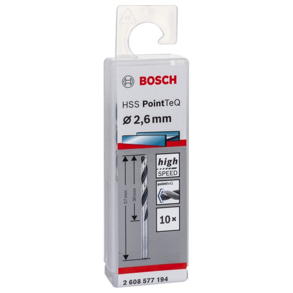 Bosch 10x HSS PointTeQ DIN 338 2,6 x 30 x 57 mm - 2608577194