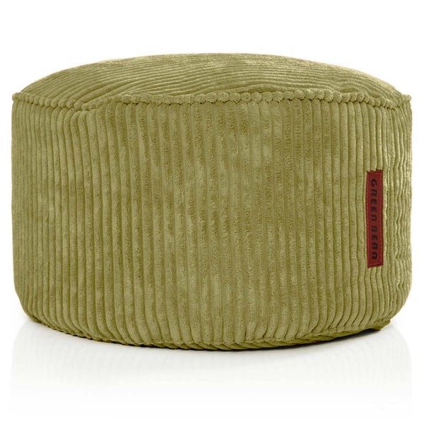 Green Bean Pouf-Kissen 45x25cm mit EPS-Perlen Füllung & Cordstoff Bodenkissen Liegekissen Sitzkissen Sitzhocker Sessel Kinder Erwachsene Stoff Hocker Ablage Grün