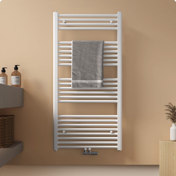 EMKE Badheizkörper Handtuchtrockner Handtuchwärmer 60x120cm, 624 Watt Weiß Bad-Heizkörper Mittelanschluss