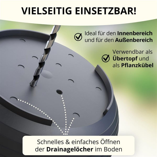 Plastard Blumentopf 3er Set mit Untersetzer Anthrazit 14 x 11.5 cm Pflanzkübel für Innen und Außen