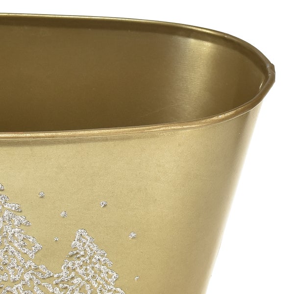 Goldener Pflanztopf mit Tannenbaum Muster