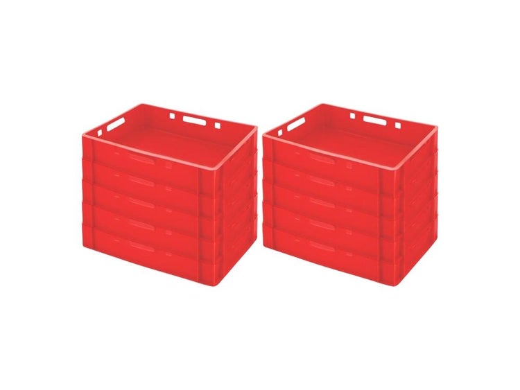 PROREGAL Eurobehälter Fleischerkasten E1 HxBxT 12,5 x 40 x 60 cm 25 Liter Rot Fleischerkiste Fleischkiste Metzgerkiste Fleischbehälter