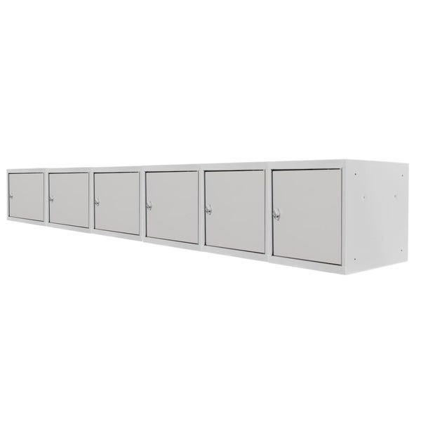 PROREGAL Mega Deal | 6x Schließfachwürfel Blocky mit Zylinderschloss + 2 Schlüssel | HxBxT 40x40x40cm | Lichtgrau | Tresor, Schließfach