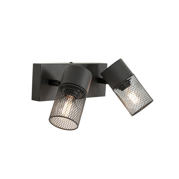 Wandleuchte mit zwei Strahlern und Metallgitter