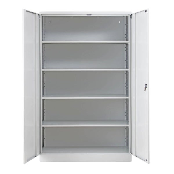 PROREGAL Stahlschrank Bee mit 4 lackierten Fachböden HxBxT 195 x 120 x 50 cm Korpusfarbe Lichtgrau Frontfarbe Lichtgrau
