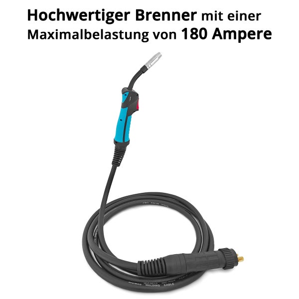 MIG MAG Brenner mit 180 Ampere maximaler Belastung