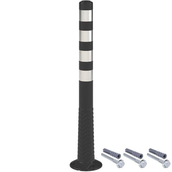 UvV flexible schwarze Absperrpfosten 100cm 4 Reflexstreifen inkl. Befestigungsmaterial / 1