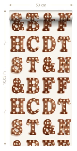 Tapetenrolle mit Buchstaben- und Zahlendesign, 53 cm breit und 10,05 m lang