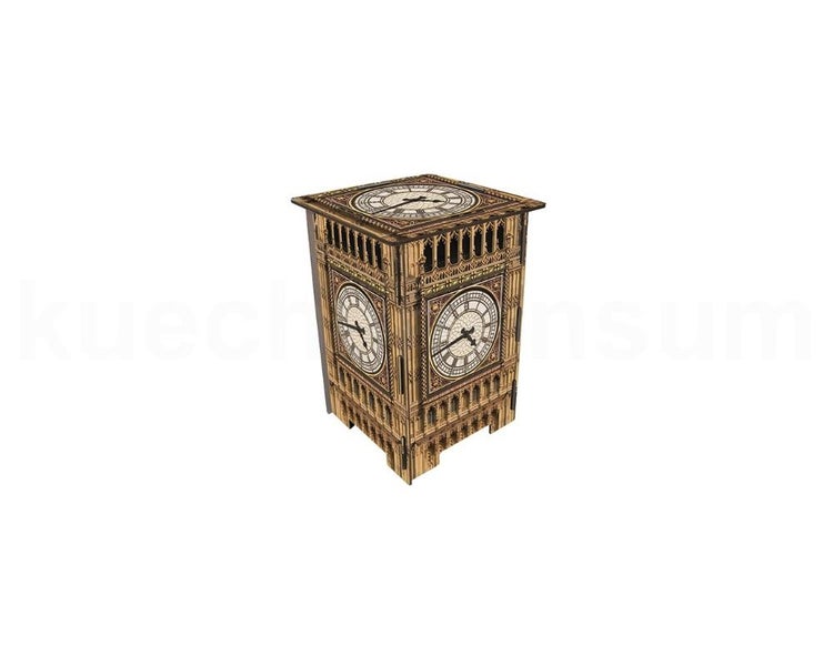 Holzmodellbausatz Big Ben als dekorative Tischuhr aus Sperrholz mit detaillierten Gravuren