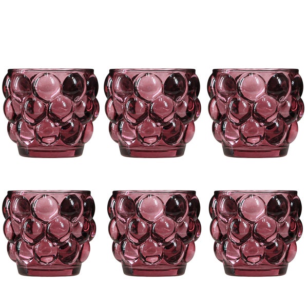 Sechs Teelichthalter aus Glas