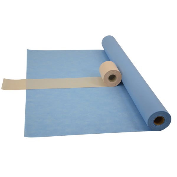 Sensalux Kombi-Set 1 Tischdeckenrolle 1m x 25m hellblau + Tischläufer 15cm beige