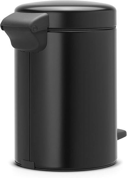 Brabantia Klassischer Tretmülleimer Mit Soft Verschluss 3 Liter HxBxT 26,4 x 16,8 x 23,5 cm Metall Metallik Schwarz