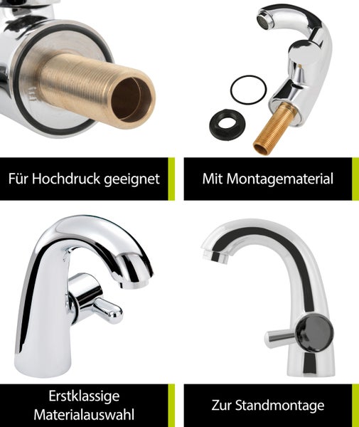 'aquaSu® Premium Kaltwasserhahn mit Wasserspar-Mischdüse, seitliche Betätigung, Standventil Bad, Einhebelmischer mit Keramikkartusche, runder Auslauf, Kaltwasserventil, Messing, Chrom, 796200