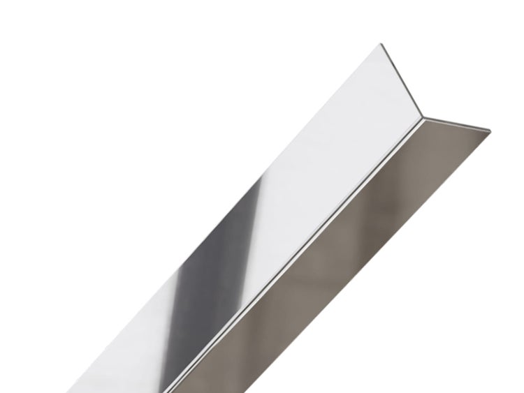Edelstahl-Winkel-L-Profil 2 cm x 2 cm x 270 cm – Poliertes Silber
