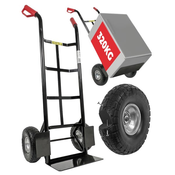 Profi Sackkarre HBH TK320PU – 320 kg Tragkraft, Vollgummireifen, Stahlrahmen, Transportkarre für Werkstatt & Baustelle
