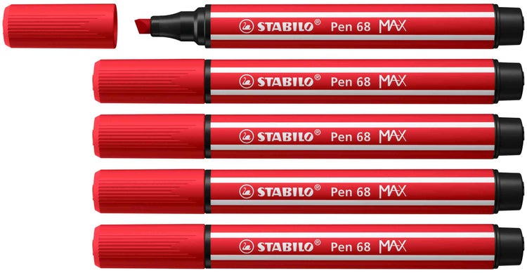STABILO Filzstifte Pen 68 MAX, 5er Set, karmin