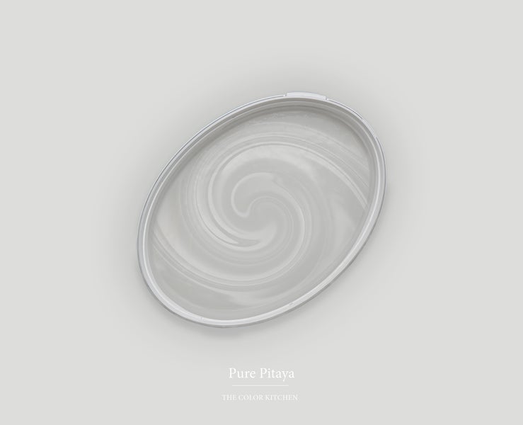 Wandfarbe The Color Kitchen Pure Pitaya in der Draufsicht mit spiralförmiger Farbstruktur.