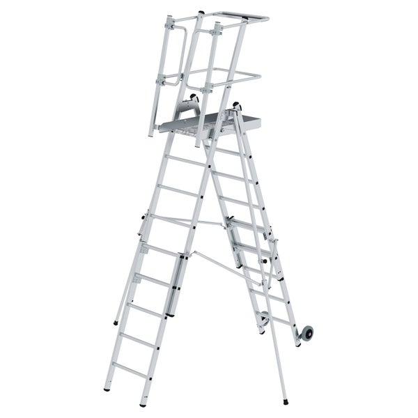 Aluminium Gerüstleiter mit Plattform und Geländer