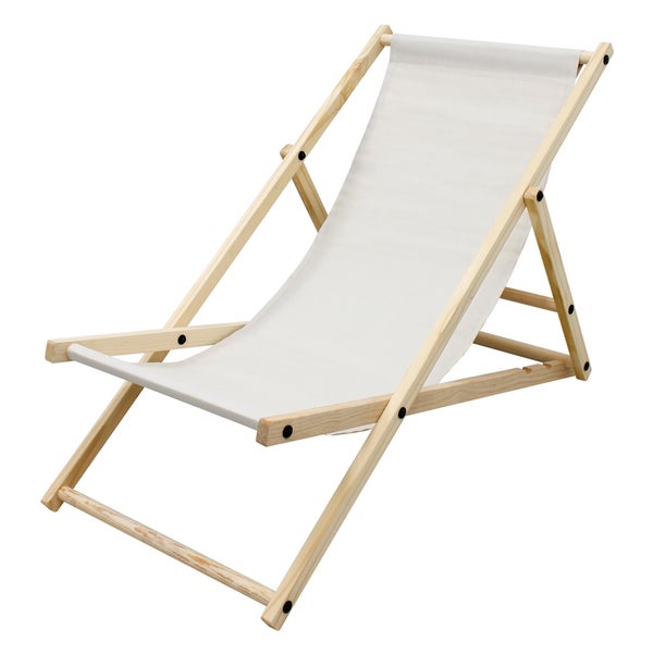 ECD Germany Liegestuhl klappbar aus Holz - 3 Liegepositionen - bis 120 kg - Beige - Sonnenliege Gartenliege Relaxliege Strandliege Liege Strandstuhl Klappliegestuhl Holzklappstuhl Strandliegestuhl