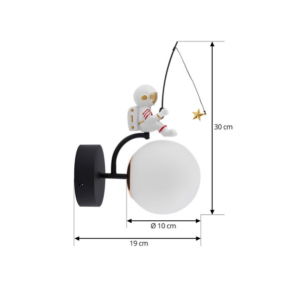 Lindby LED Wandleuchte, Wandlampe Innen Kosmo (Für Kinder Junges Wohnen) in Weiß (1 flammig E27) - Wandstrahler Wandbeleuchtung Schlafzimmer / Wohnzimmer Wohnzimmerleuchte
