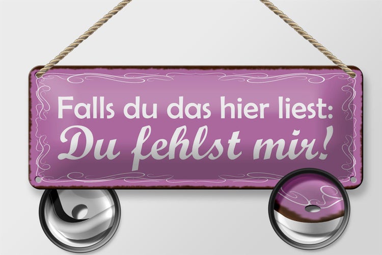 Blechschild Spruch 27x10cm falls du das liest Du fehlst mir Dekoration