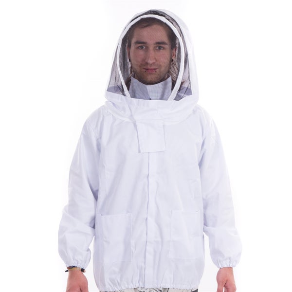 IMKER SCHUTZJACKE mit Schleier| Baumwolle/Polyester, Größe XL | praktische Imkerjacke, Schutzhemd, Imkerausrüstung, Imkerschutz