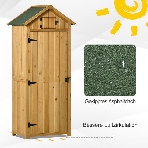 Holzschrank mit geneigtem Asphaltdach für den Aussenbereich
