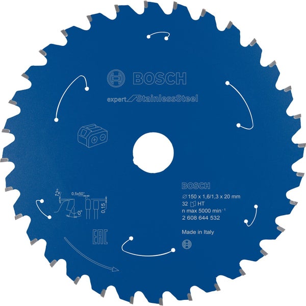Bosch Kreissägeblatt Expert for Stainless Steel für Akku-Handkreissägen 150 x 1,6 x 20 32 Zähne - 2608644532