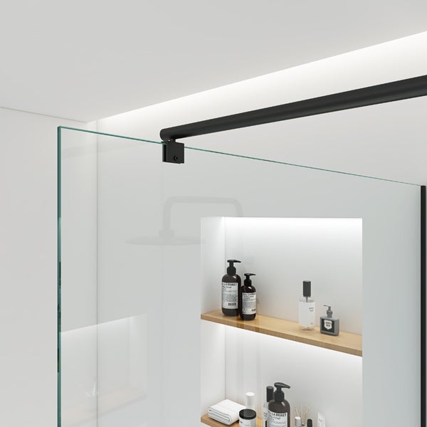 Home Deluxe - Duschabtrennung - BAKI - Breite: 160 cm, Profil Schwarz, Klarglas, Aluminiumrahmen - 10 mm ESG - Sicherheitsglas I Walk in Dusche, Duschwand, Duschtür