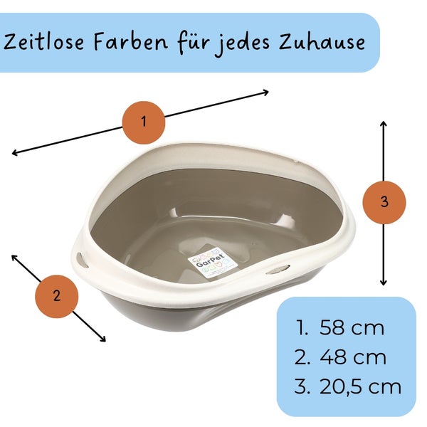 GarPet Katzenklo Ecke Eck Katzentoilette mit Rand ohne Deckel offen grau Katzen WC Ecktoilette