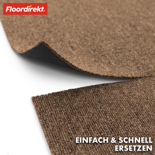 FLOORDIREKT Teppichfliese Moscow - Selbstliegend - 50 x 50 cm - Hellbraun