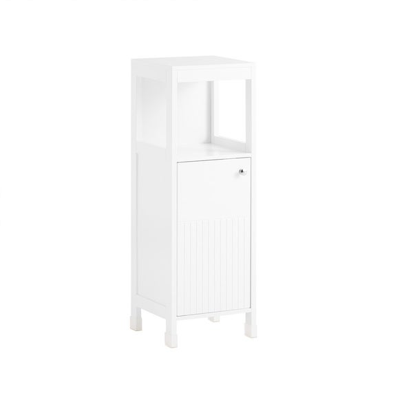 Weißer Badschrank mit Tür und offenem Fach