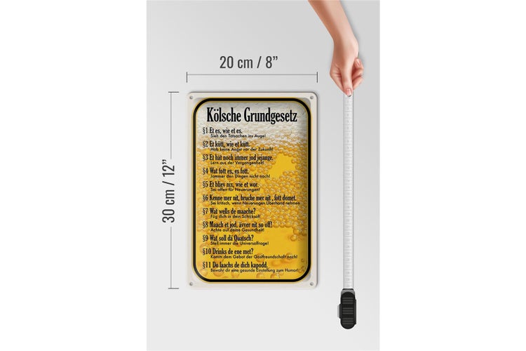 Blechschild Spruch 20x30cm Kölsche Grundgesetz Et es wie et