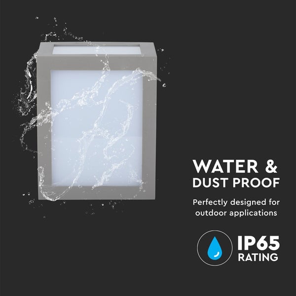 Wasserdichte und staubdichte Außenleuchte mit Schutzart IP65.