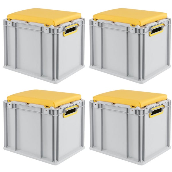 PROREGAL Eurobox NextGen Seat Box Gelb HxBxT 36,5 x 30 x 40 cm 30 Liter Griffe Offen Eurobehälter Sitzbox Transportbox Transportbehälter Stapelbehälter