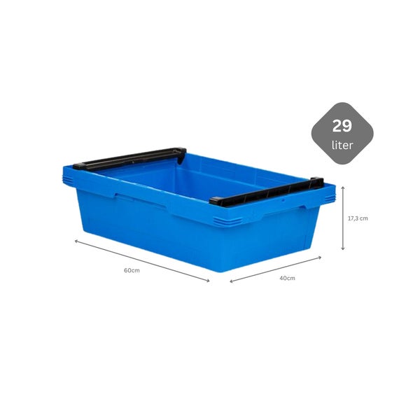 PROREGAL SuperSparSet 10x Conical Mehrweg-Stapelbehälter mit Stapelbügel Blau HxBxT 17,3 x 40 x 60 cm 29 Liter Lagerbox Eurobox Transportbox