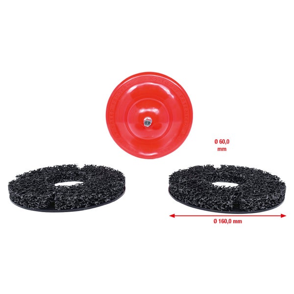 Schleifscheibe mit Durchmesser 160 Millimeter und Aufnahmeteller mit Durchmesser 60 Millimeter