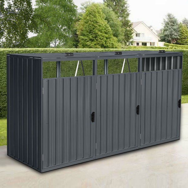 Home Deluxe - Mülltonnenbox CUBO - Platz für 3 x 240 Liter Mülltonnen, Farbe: Anthrazit, Witterungsbeständig inklusive Schloss und Schlüssel I Mülltonnenbox Gartenbox