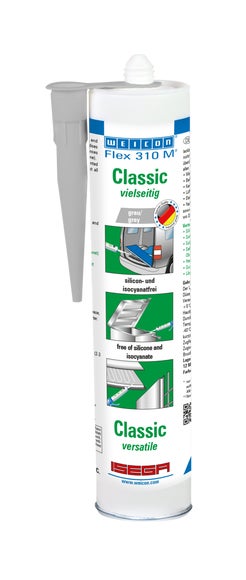 WEICON Flex 310 M® Classic | elastischer Klebstoff auf MS-Polymer-Basis für den vielseitigen Einsatz | 310 ml | grau