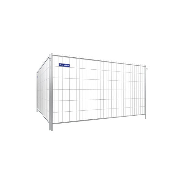 Bauzaun mit rechteckigem Gitter und Metallsockeln