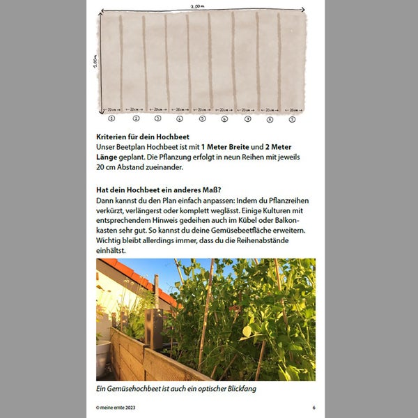 Informationen zur Vorbereitung eines Hochbeets für die Aussaat mit Auflistung der benötigten Materialien und Werkzeuge