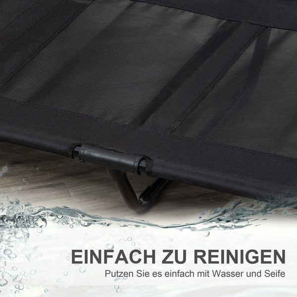 PawHut Hundeliege, 92L x 76B x 18H cm, Metallrohr, 600 D Oxford und Texteline- Stoff, Schwarz