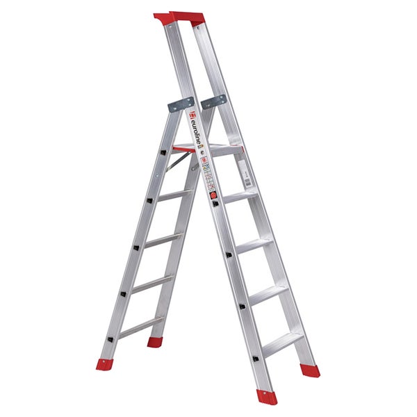 Aluminium-Stufenleiter mit Trittstufen und Sicherheitsbügel