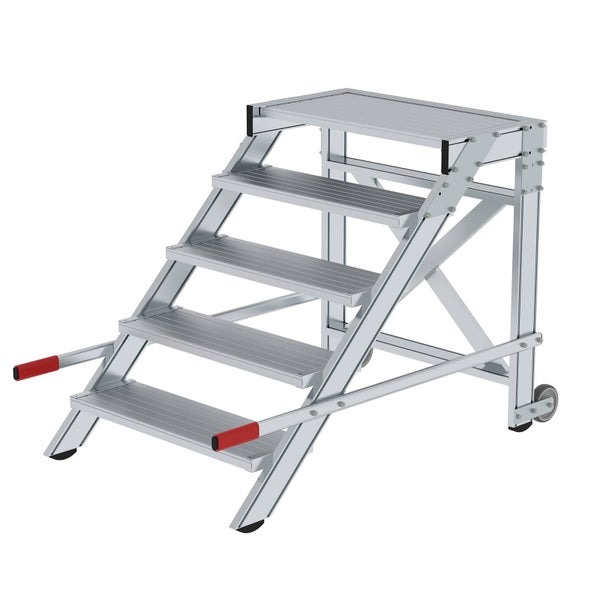 MUNK Arbeitspodest fahrbar Aluminium geriffelt 800mm Stufenbreite 5 Stufen